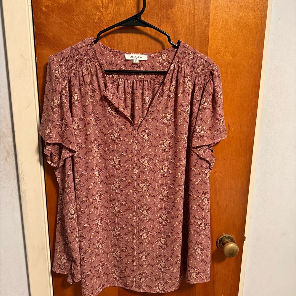 Monday Fun Split Neck Blouse